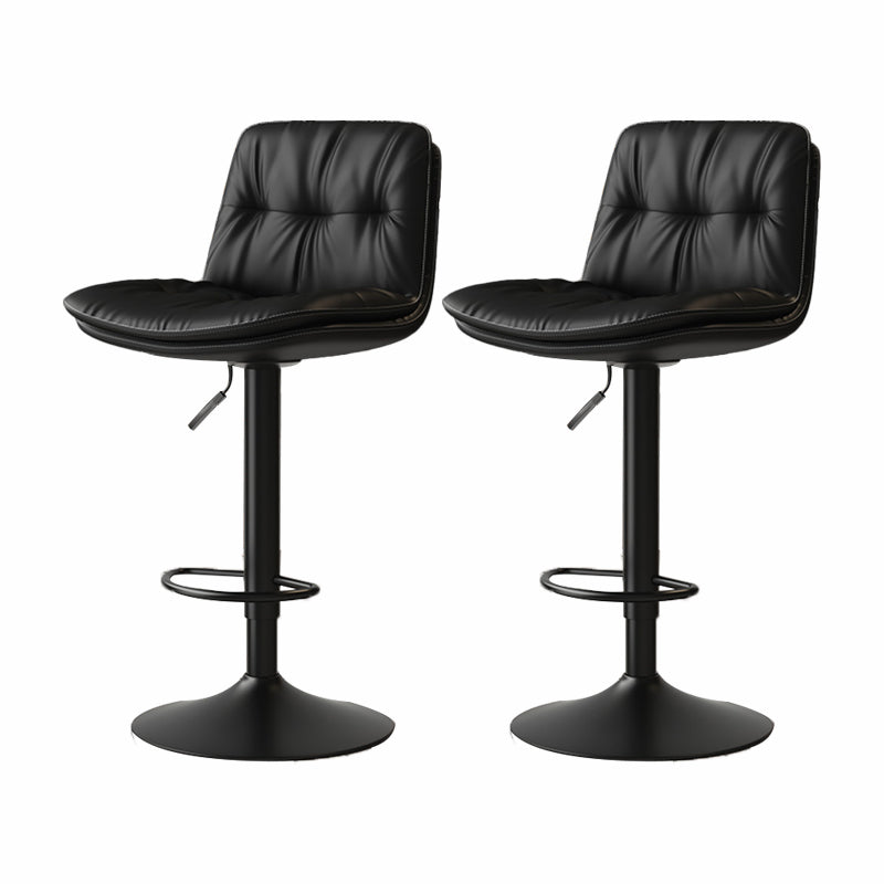 Scandinavian Adjustable Height Bar Stool Leather Upholstered Bar Stool