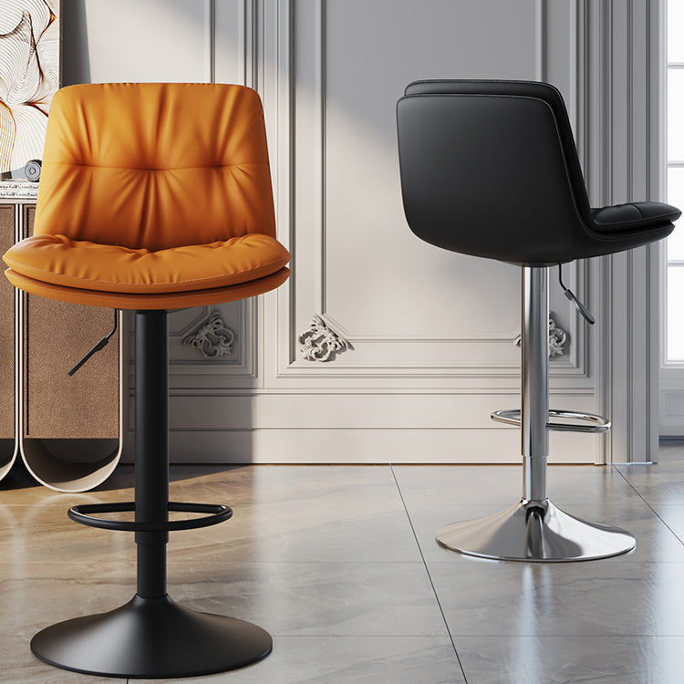 Scandinavian Adjustable Height Bar Stool Leather Upholstered Bar Stool