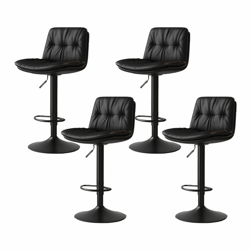 Scandinavian Adjustable Height Bar Stool Leather Upholstered Bar Stool