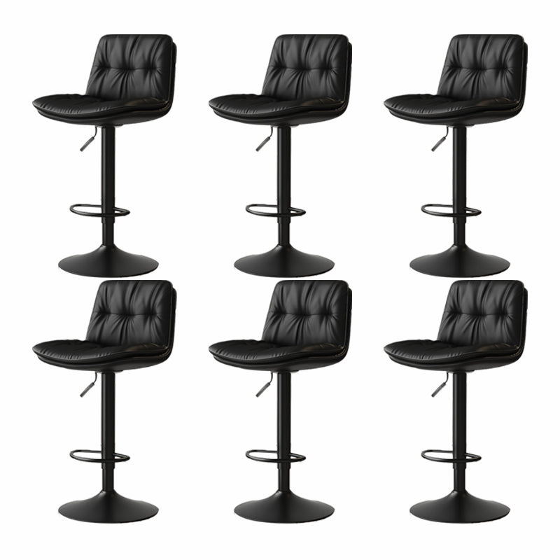 Scandinavian Adjustable Height Bar Stool Leather Upholstered Bar Stool