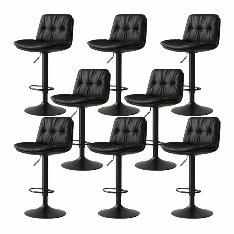 Scandinavian Adjustable Height Bar Stool Leather Upholstered Bar Stool