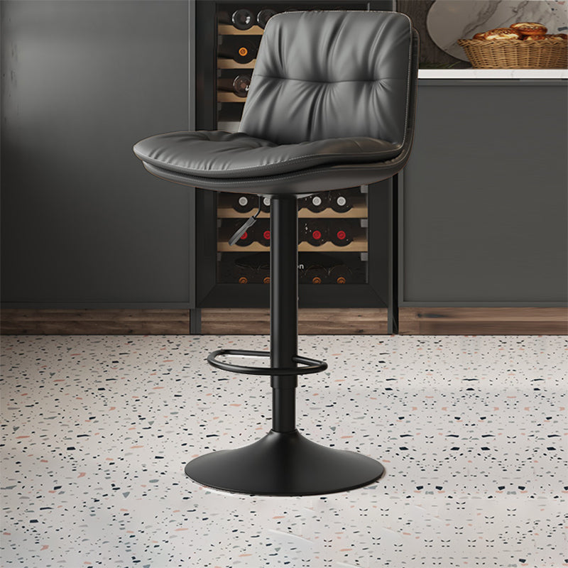 Scandinavian Adjustable Height Bar Stool Leather Upholstered Bar Stool