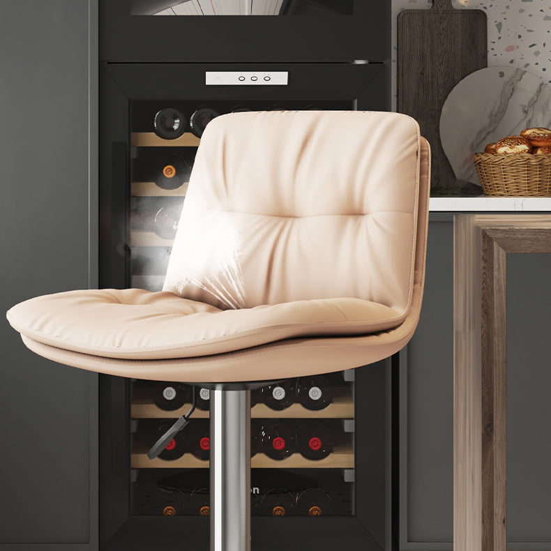 Scandinavian Adjustable Height Bar Stool Leather Upholstered Bar Stool