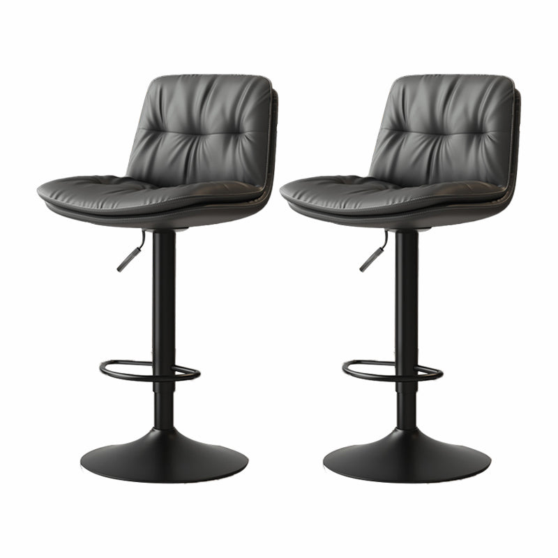 Scandinavian Adjustable Height Bar Stool Leather Upholstered Bar Stool