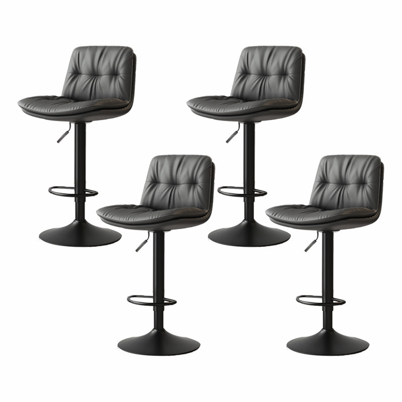 Scandinavian Adjustable Height Bar Stool Leather Upholstered Bar Stool
