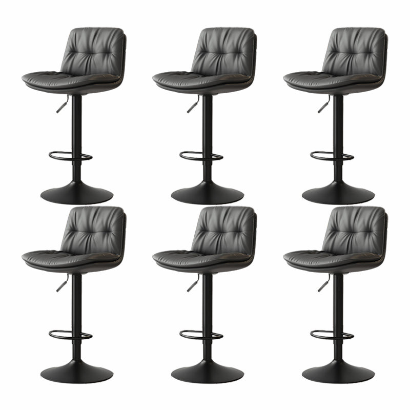 Scandinavian Adjustable Height Bar Stool Leather Upholstered Bar Stool