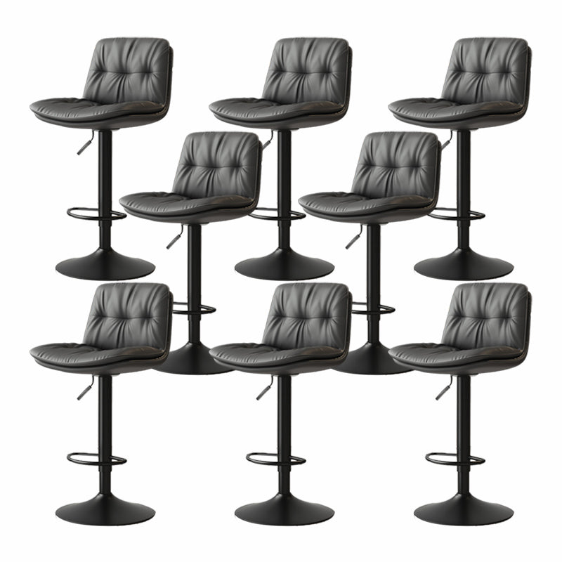 Scandinavian Adjustable Height Bar Stool Leather Upholstered Bar Stool