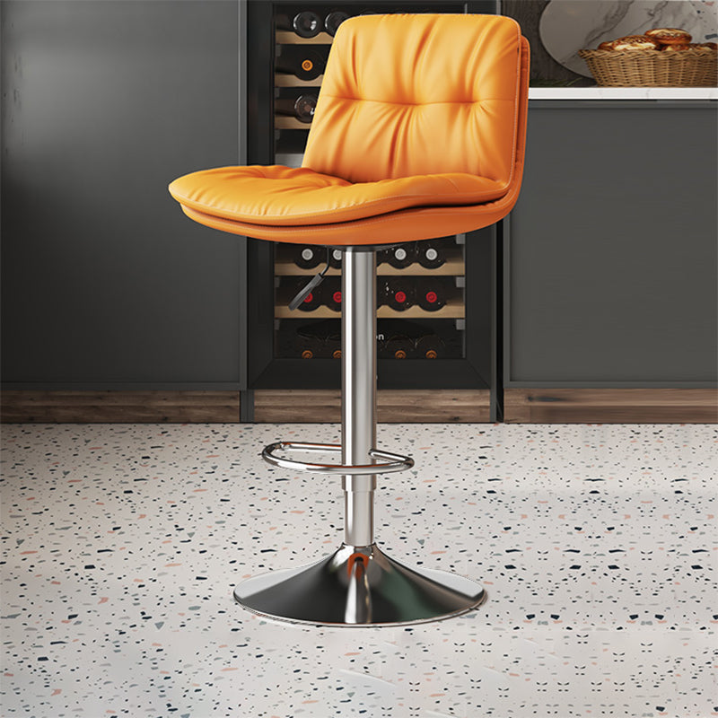Scandinavian Adjustable Height Bar Stool Leather Upholstered Bar Stool