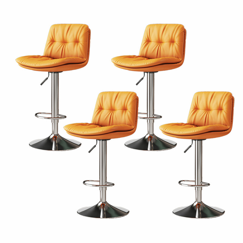 Scandinavian Adjustable Height Bar Stool Leather Upholstered Bar Stool