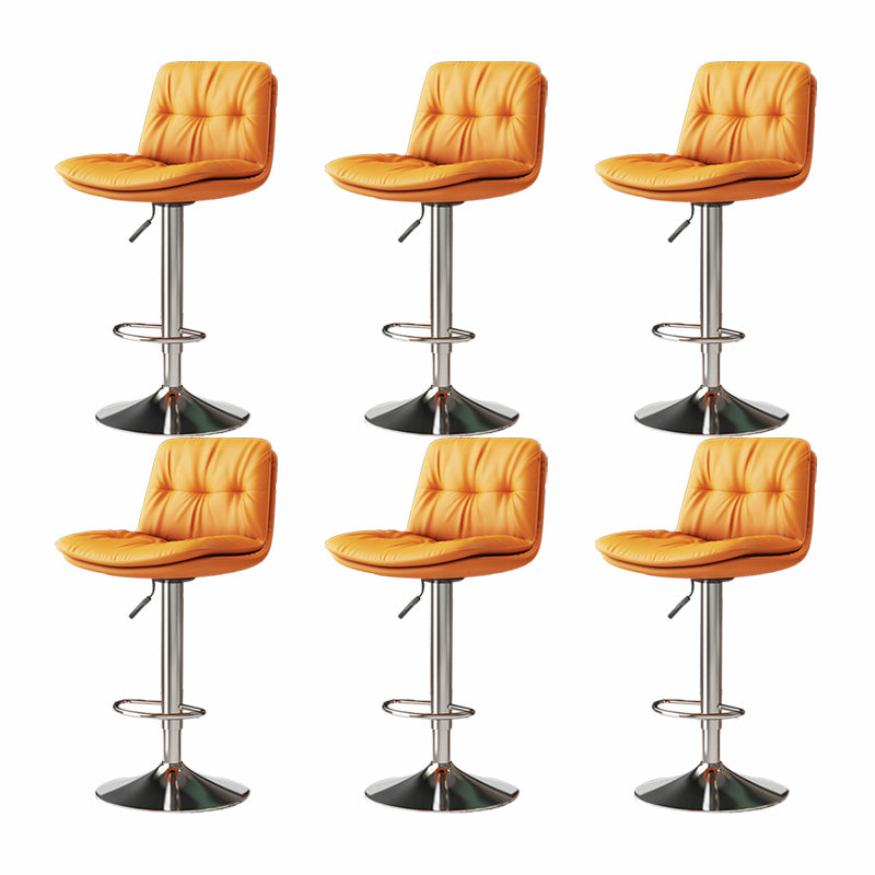Scandinavian Adjustable Height Bar Stool Leather Upholstered Bar Stool