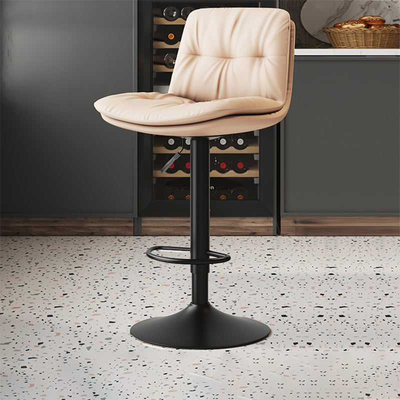 Scandinavian Adjustable Height Bar Stool Leather Upholstered Bar Stool