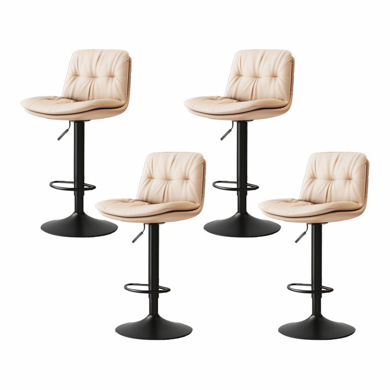 Scandinavian Adjustable Height Bar Stool Leather Upholstered Bar Stool