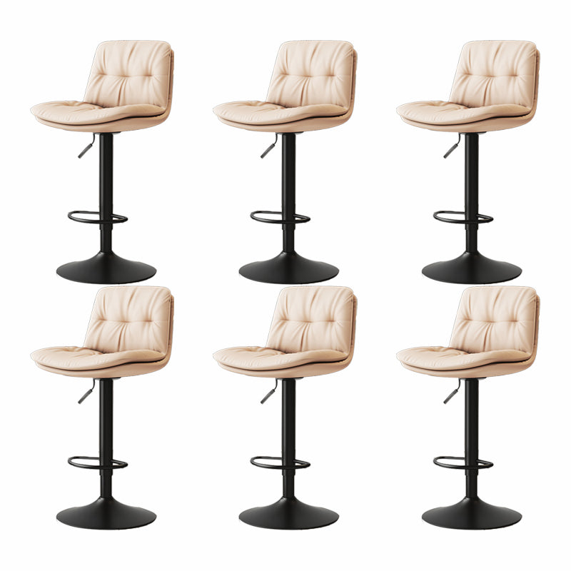 Scandinavian Adjustable Height Bar Stool Leather Upholstered Bar Stool