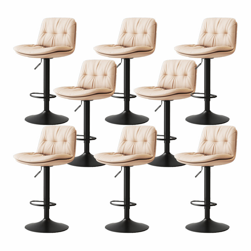 Scandinavian Adjustable Height Bar Stool Leather Upholstered Bar Stool