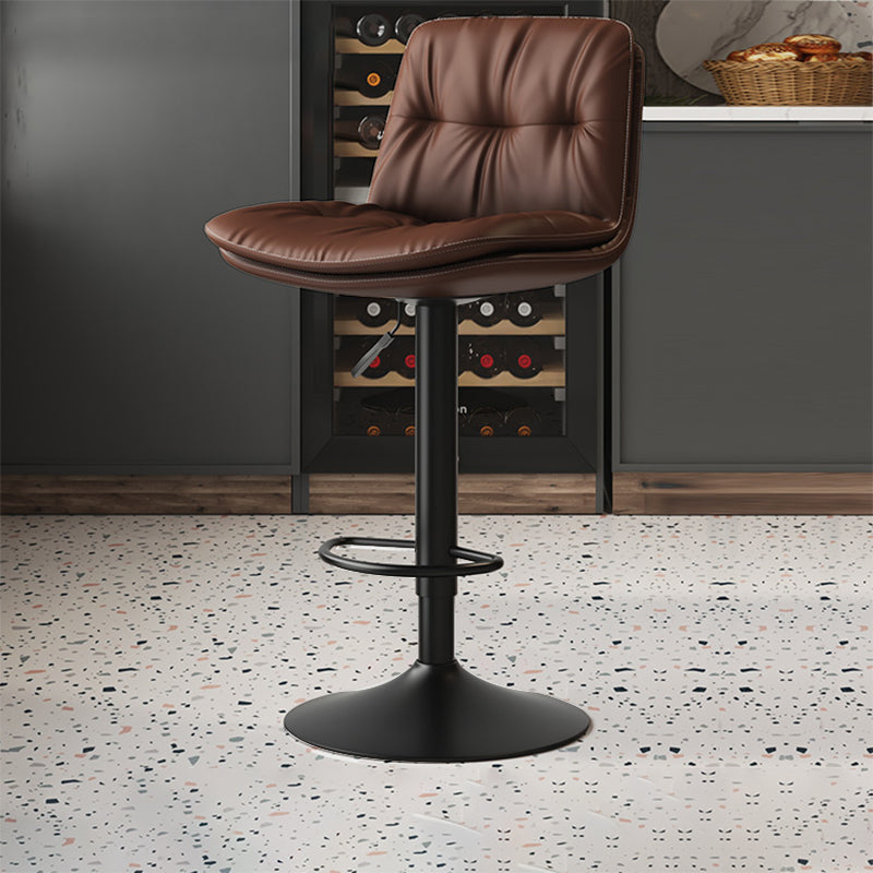 Scandinavian Adjustable Height Bar Stool Leather Upholstered Bar Stool
