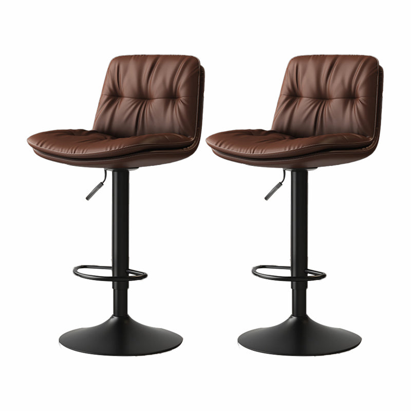 Scandinavian Adjustable Height Bar Stool Leather Upholstered Bar Stool