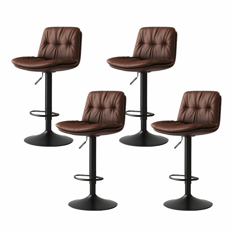 Scandinavian Adjustable Height Bar Stool Leather Upholstered Bar Stool