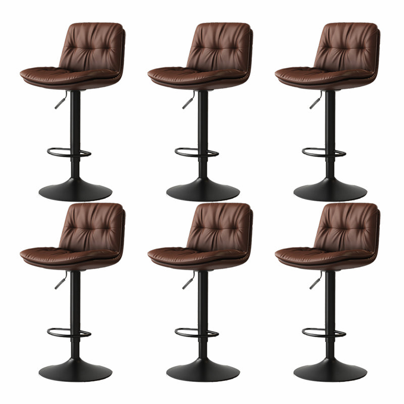 Scandinavian Adjustable Height Bar Stool Leather Upholstered Bar Stool