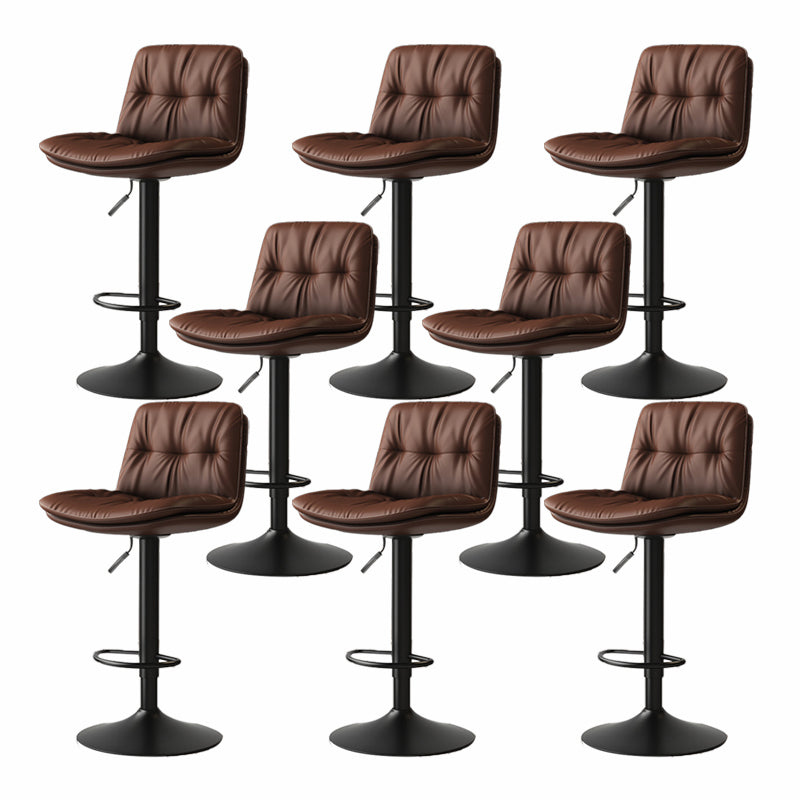 Scandinavian Adjustable Height Bar Stool Leather Upholstered Bar Stool