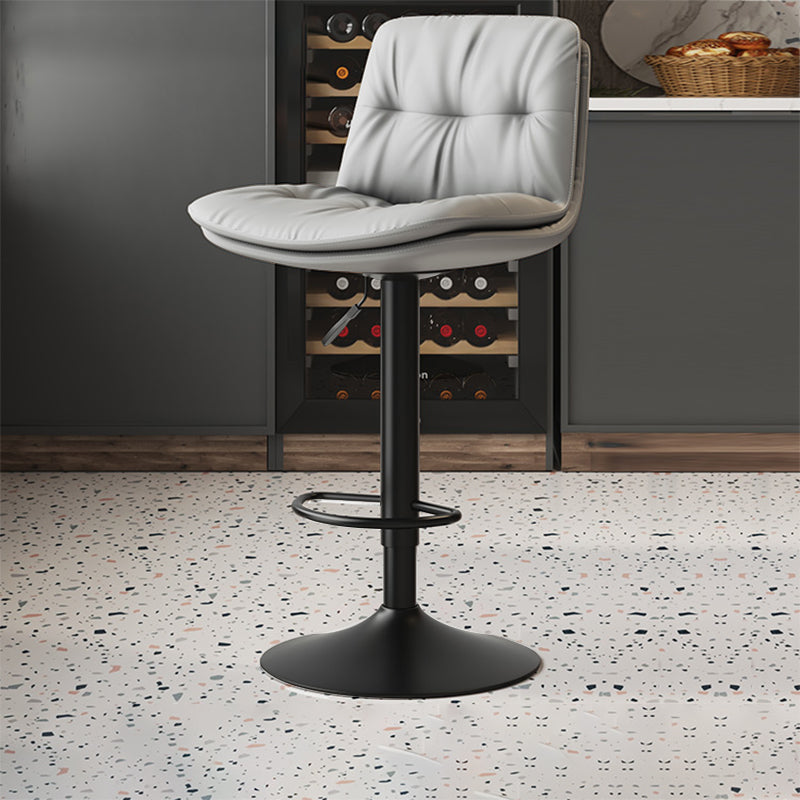 Scandinavian Adjustable Height Bar Stool Leather Upholstered Bar Stool
