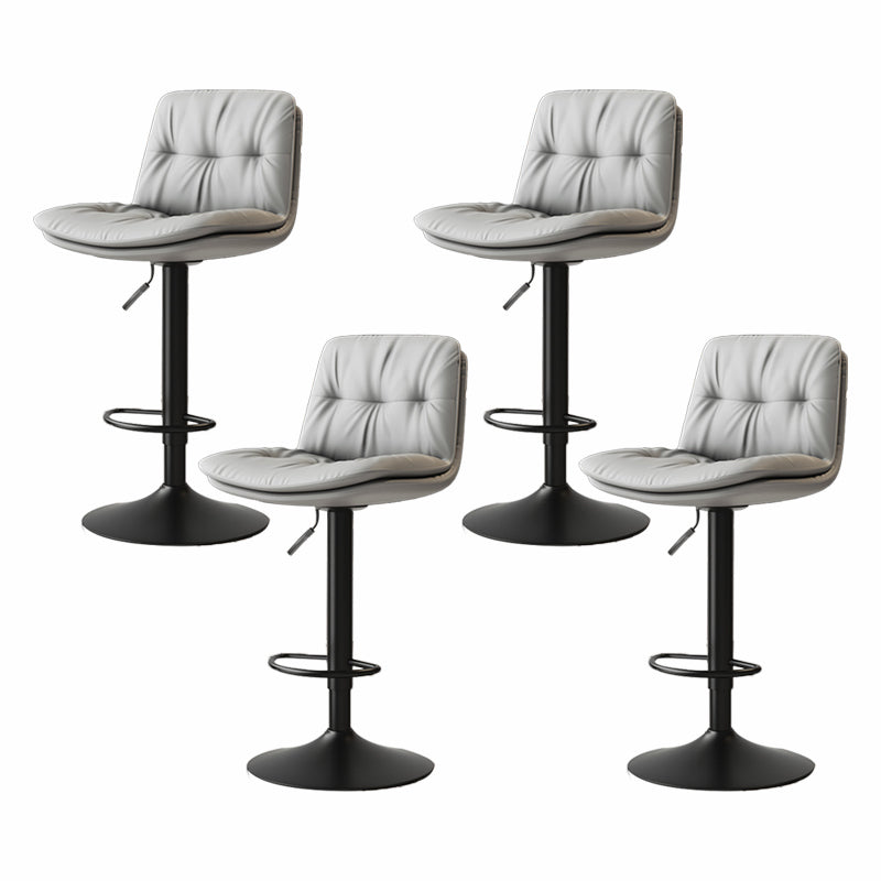 Scandinavian Adjustable Height Bar Stool Leather Upholstered Bar Stool
