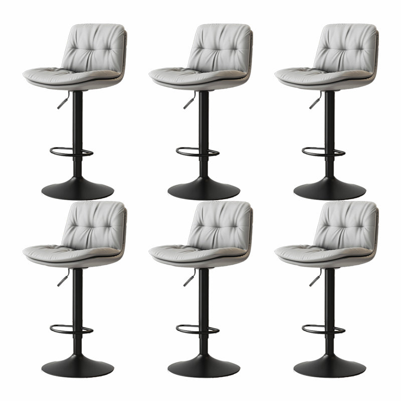 Scandinavian Adjustable Height Bar Stool Leather Upholstered Bar Stool