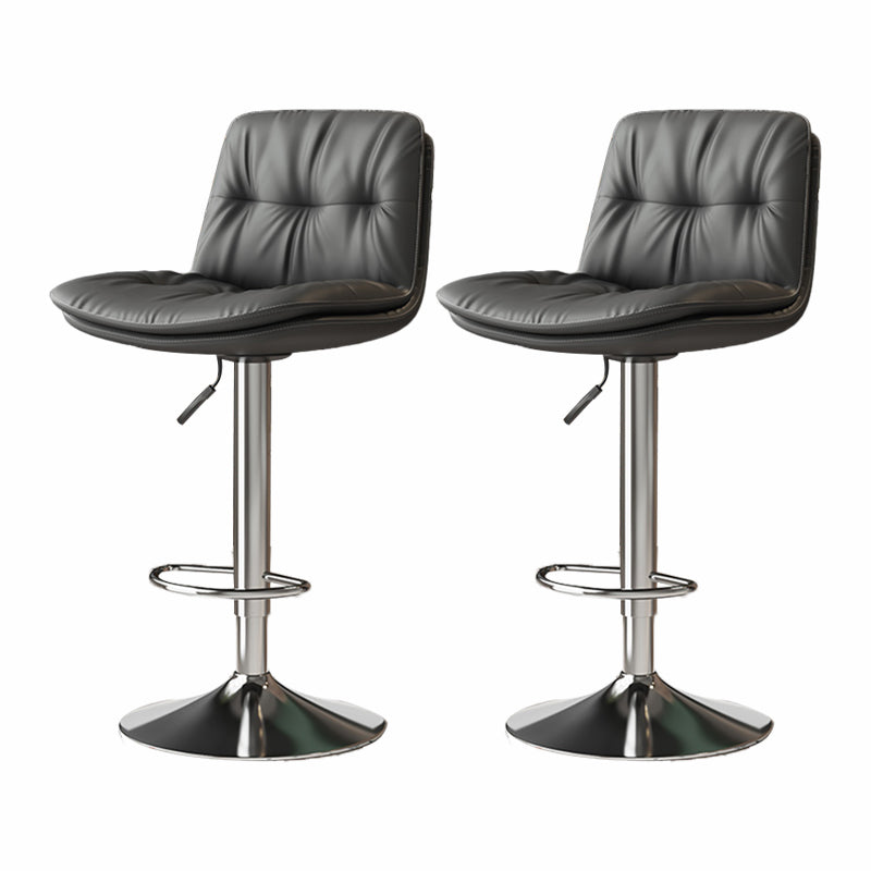 Scandinavian Adjustable Height Bar Stool Leather Upholstered Bar Stool