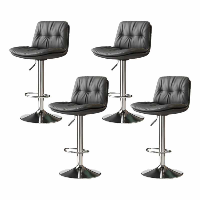 Scandinavian Adjustable Height Bar Stool Leather Upholstered Bar Stool