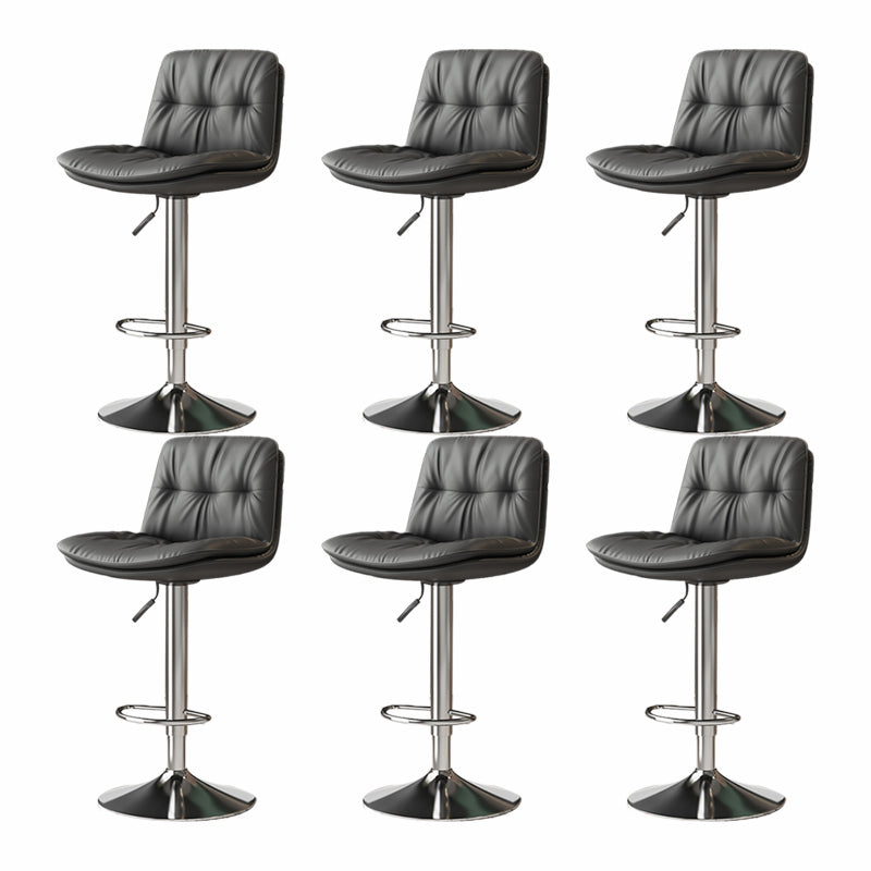 Scandinavian Adjustable Height Bar Stool Leather Upholstered Bar Stool