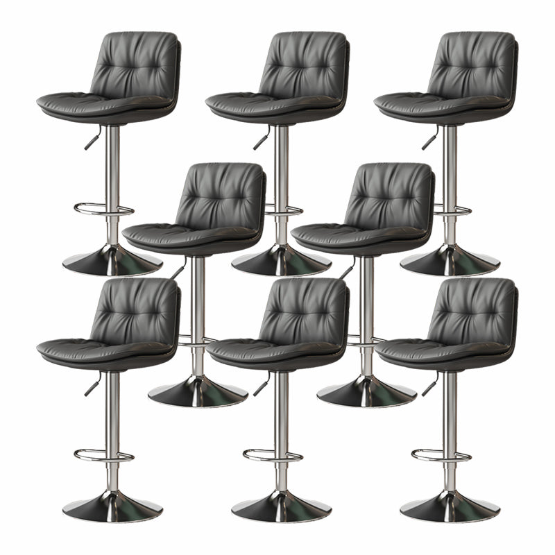 Scandinavian Adjustable Height Bar Stool Leather Upholstered Bar Stool