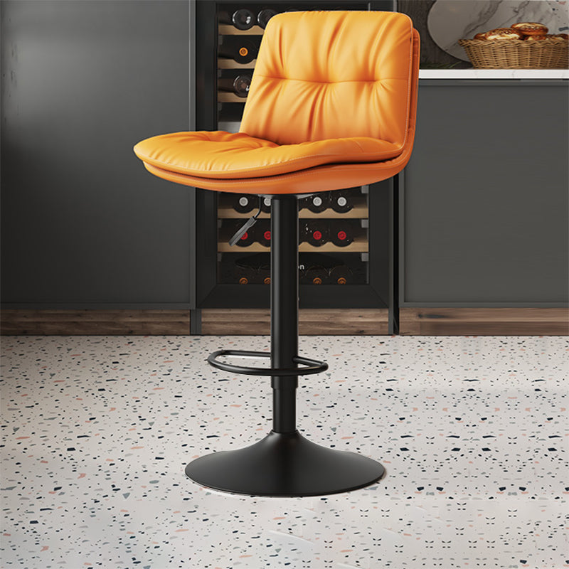 Scandinavian Adjustable Height Bar Stool Leather Upholstered Bar Stool