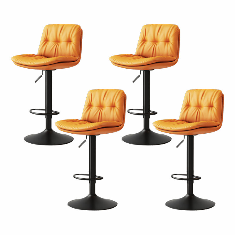 Scandinavian Adjustable Height Bar Stool Leather Upholstered Bar Stool