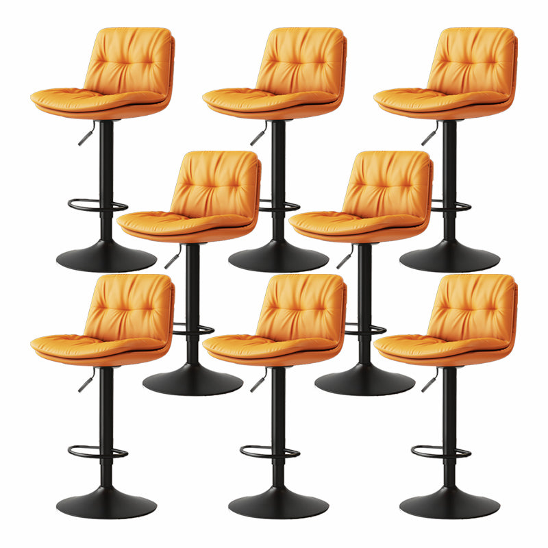 Scandinavian Adjustable Height Bar Stool Leather Upholstered Bar Stool