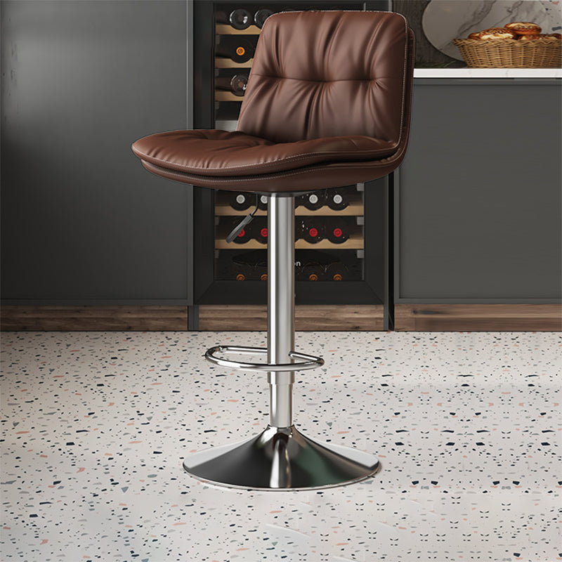 Scandinavian Adjustable Height Bar Stool Leather Upholstered Bar Stool