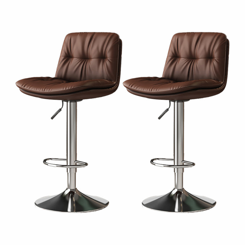 Scandinavian Adjustable Height Bar Stool Leather Upholstered Bar Stool