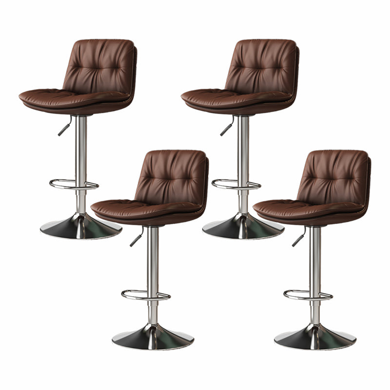 Scandinavian Adjustable Height Bar Stool Leather Upholstered Bar Stool