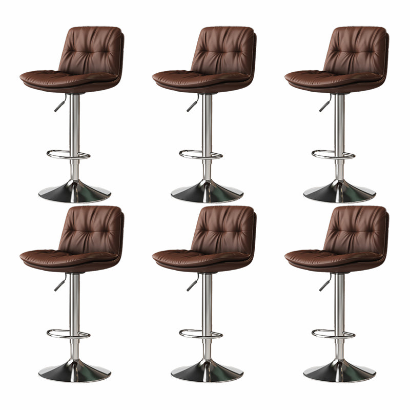 Scandinavian Adjustable Height Bar Stool Leather Upholstered Bar Stool