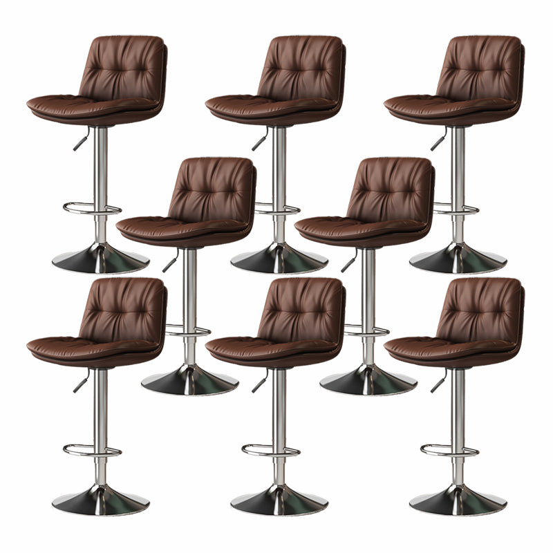 Scandinavian Adjustable Height Bar Stool Leather Upholstered Bar Stool