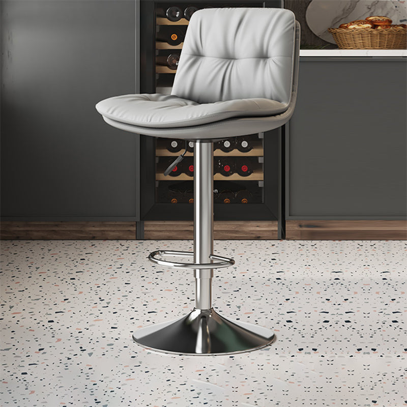 Scandinavian Adjustable Height Bar Stool Leather Upholstered Bar Stool