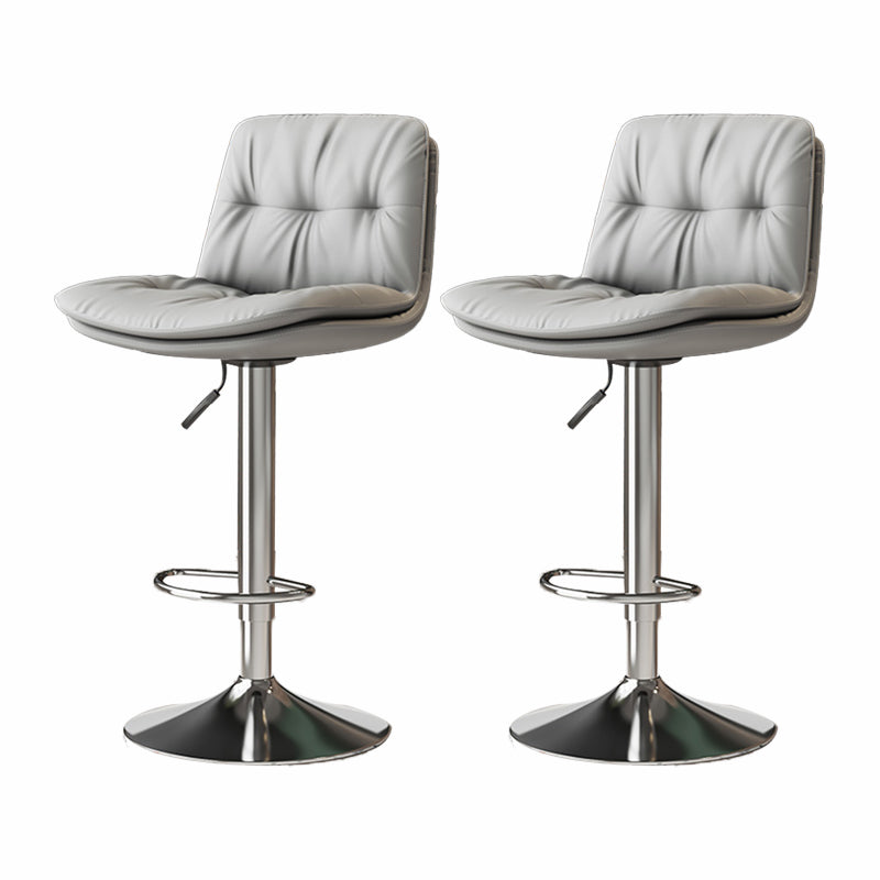 Scandinavian Adjustable Height Bar Stool Leather Upholstered Bar Stool