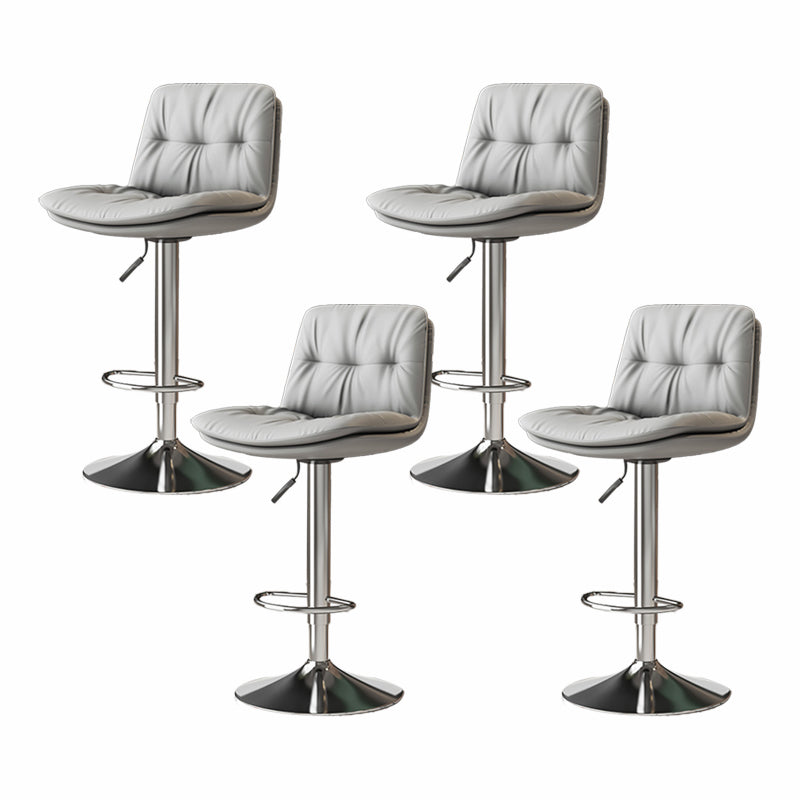 Scandinavian Adjustable Height Bar Stool Leather Upholstered Bar Stool