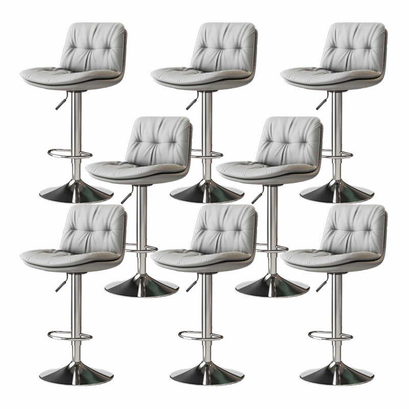 Scandinavian Adjustable Height Bar Stool Leather Upholstered Bar Stool