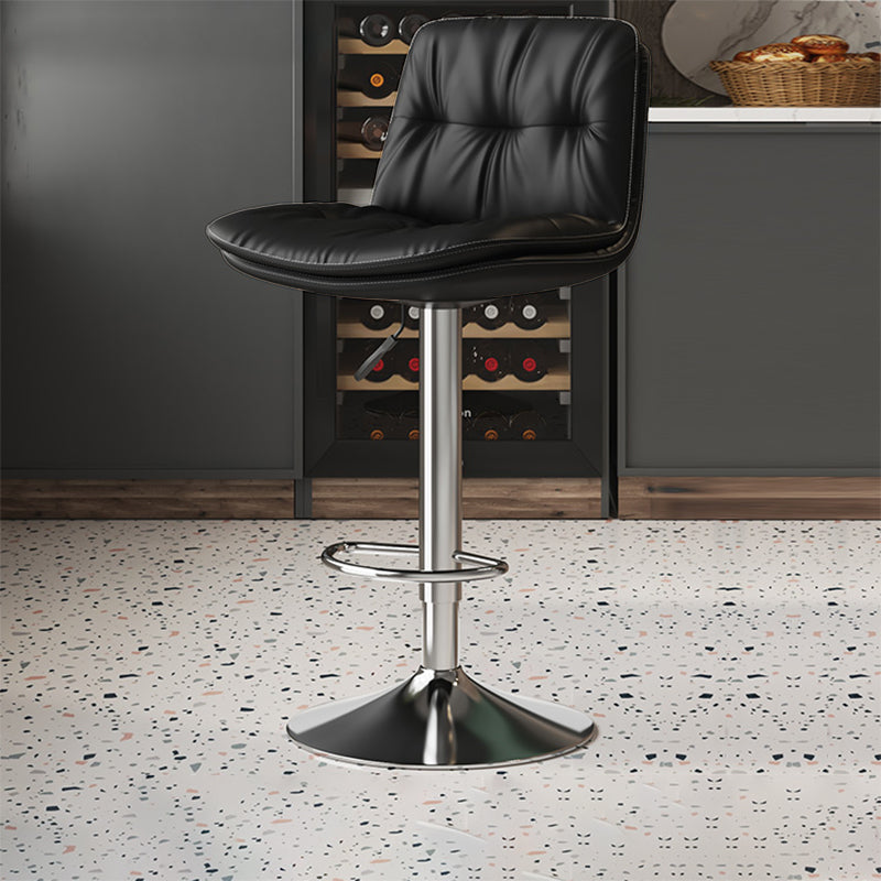 Scandinavian Adjustable Height Bar Stool Leather Upholstered Bar Stool