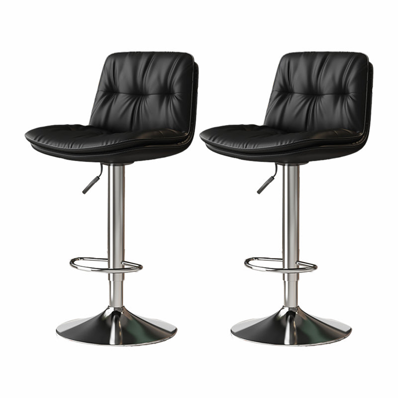 Scandinavian Adjustable Height Bar Stool Leather Upholstered Bar Stool