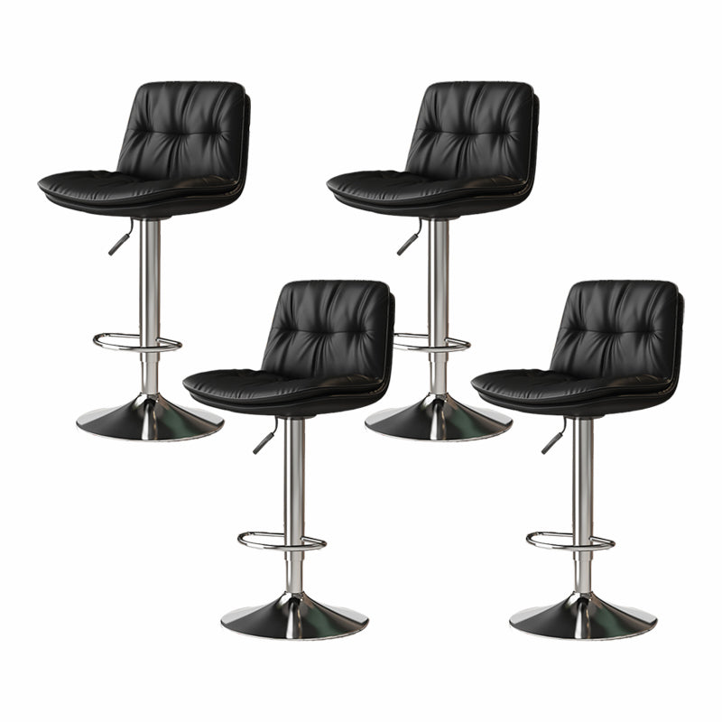 Scandinavian Adjustable Height Bar Stool Leather Upholstered Bar Stool