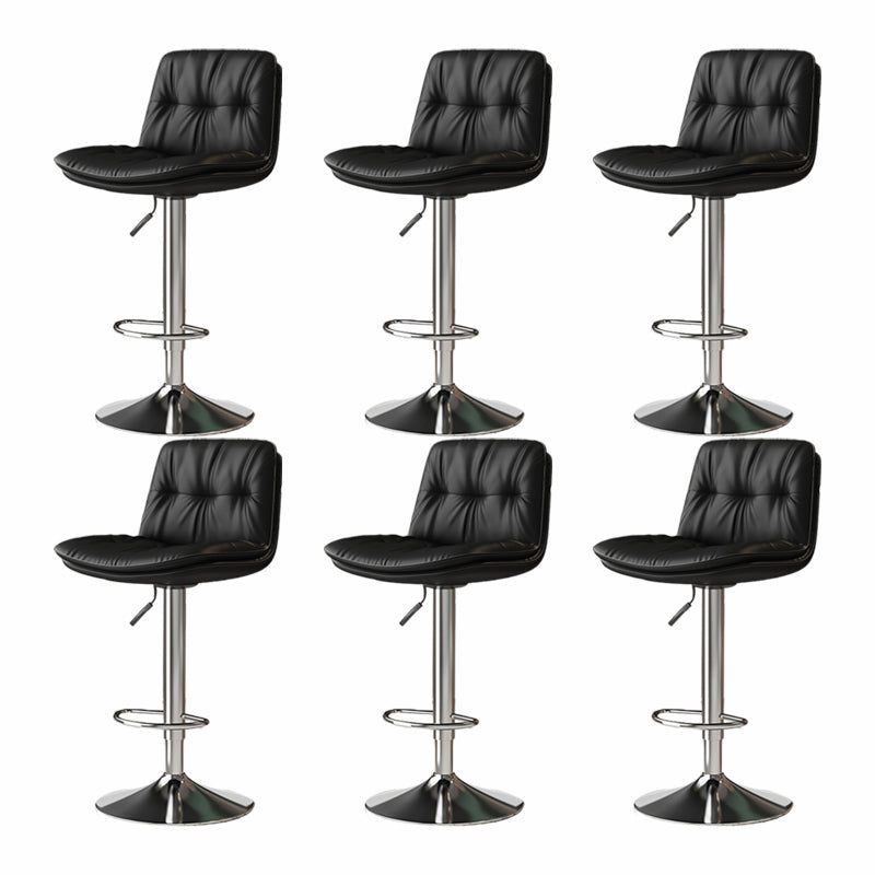 Scandinavian Adjustable Height Bar Stool Leather Upholstered Bar Stool