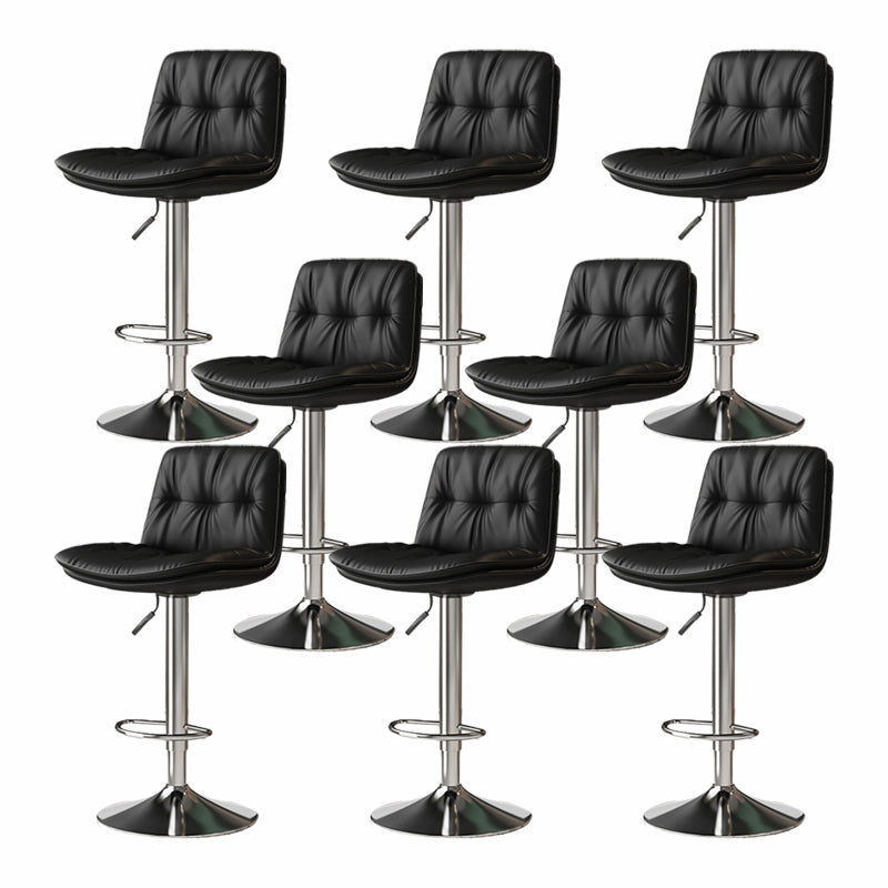 Scandinavian Adjustable Height Bar Stool Leather Upholstered Bar Stool
