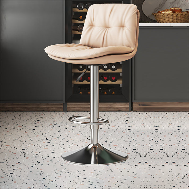 Scandinavian Adjustable Height Bar Stool Leather Upholstered Bar Stool