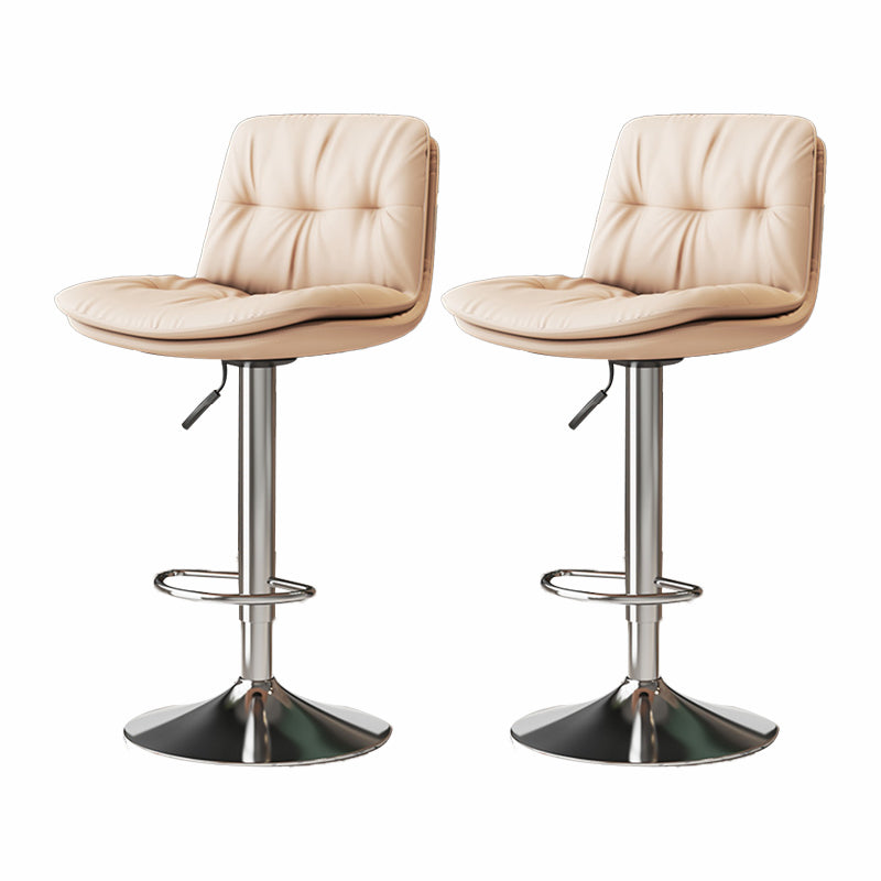 Scandinavian Adjustable Height Bar Stool Leather Upholstered Bar Stool