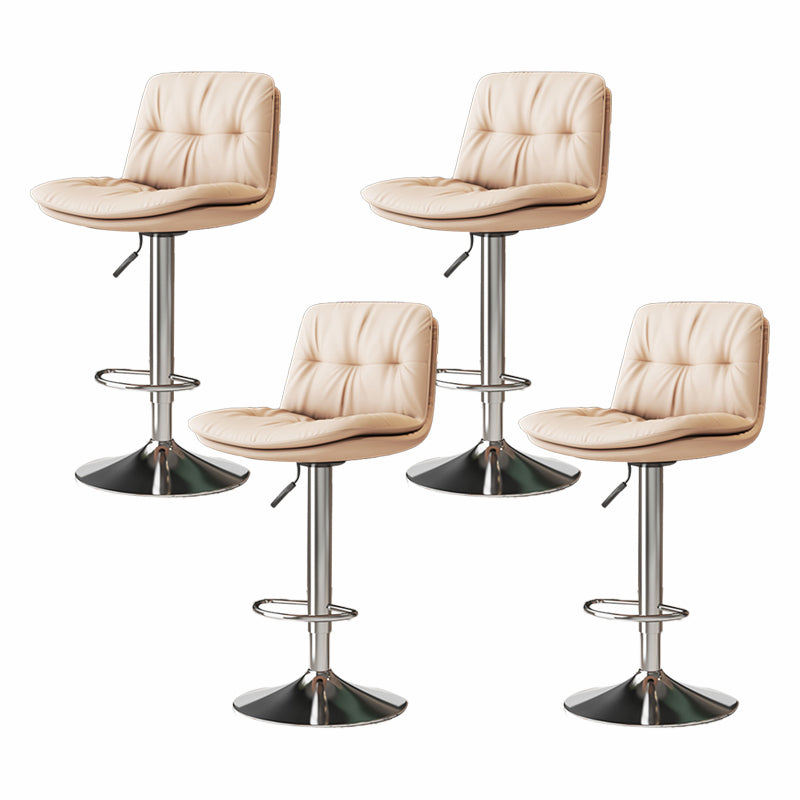 Scandinavian Adjustable Height Bar Stool Leather Upholstered Bar Stool